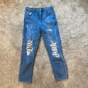 Target Wild Fable Medium Wash Distressed Mom Jeans